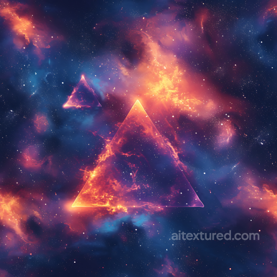 Space PBR Texture Featuring Cosmic Nebula and Glowing Triangular Shapes Star, space, planets texture preview
