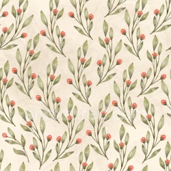seamless Seamless 3D PBR Texture of Soft Vintage Floral Pattern with Red Blooms and Green Leaves texture 8k free download PBR
