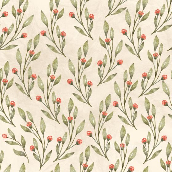 Flower Texture of Soft Vintage Floral Pattern with Red Blooms and Green Leaves Flower texture preview