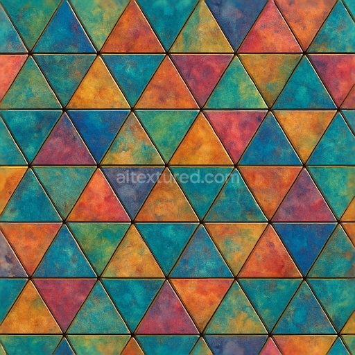 Seamless 3d texture pbr 8k triangular tiles mosaic with blended colors and intricate details for variety