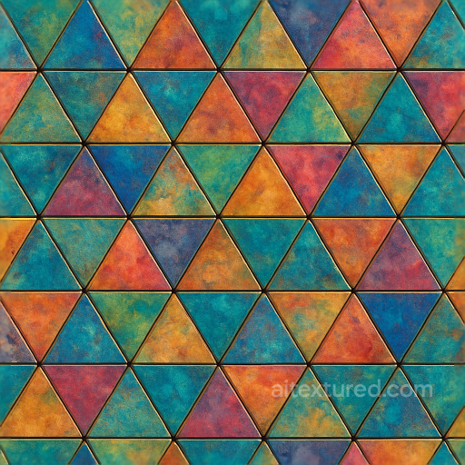 Triangular Tiles Mosaic With Blended Colors And Intricate Details For Variety seamless Mosaic PBR texture