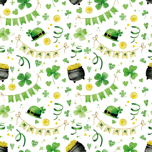 St Patrick Digital Paper Bundle Texture of St Patrick's Day Watercolor Symbols Pattern seamless St patrick digital paper bundle PBR texture