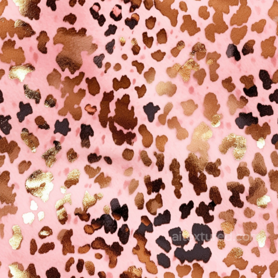 Pink Leopard Print Faux Fur Seamless Texture with Gold Highlights Leopard Print texture preview