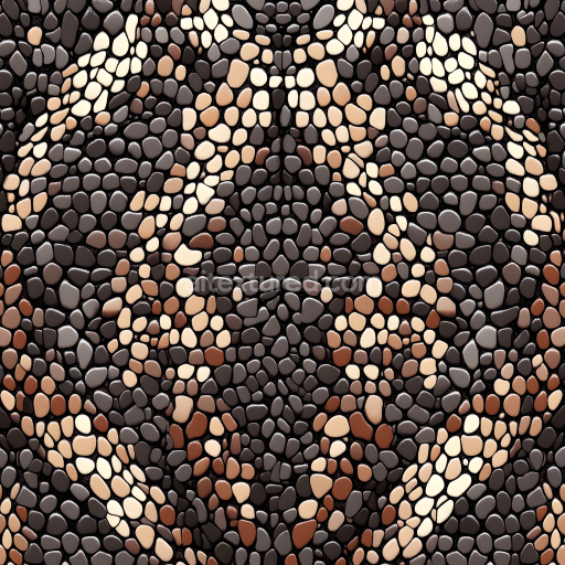 Seamless 3D stylized mosaic skin PBR texture with organic rounded scales