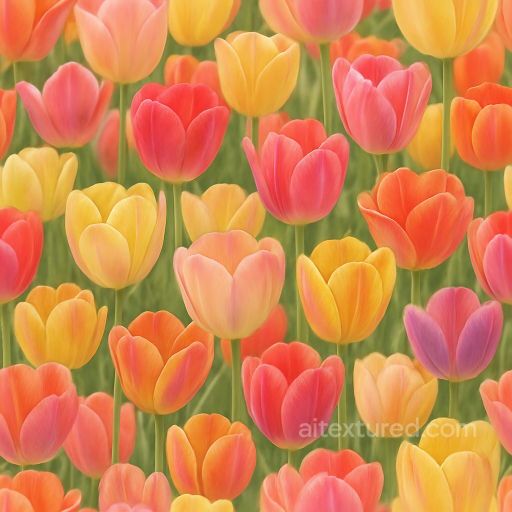 Of Colorful Tulip Field Petals Showing Natural Flower Translucency And Softness seamless Flowers PBR texture