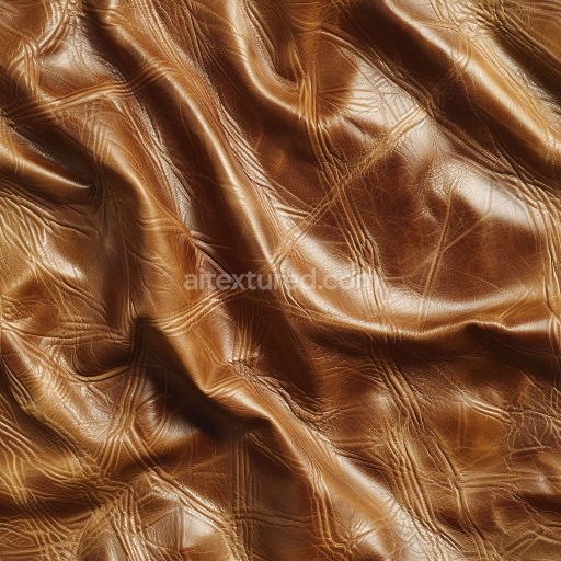 Preview — Seamless 3D PBR Texture of Glossy Wrinkled Brown Leather with Natural Grain