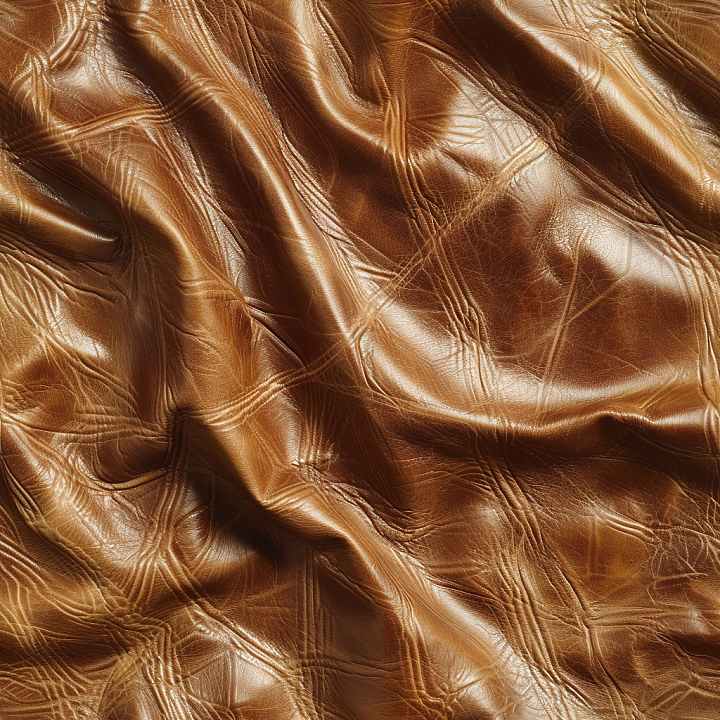 Glossy Wrinkled Brown Leather with Natural Grain seamless PBR texture preview