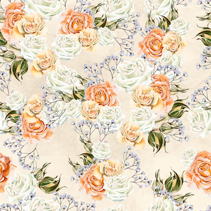 Flower of Watercolor Floral Roses on Paper seamless PBR texture preview