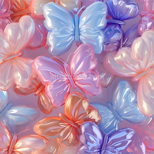 Seamless 3D Inflated Butterfly Foil PBR Texture in Soft Pastels