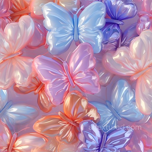 Inflated Butterfly Foil PBR Texture in Soft Pastels seamless Inflated PBR texture