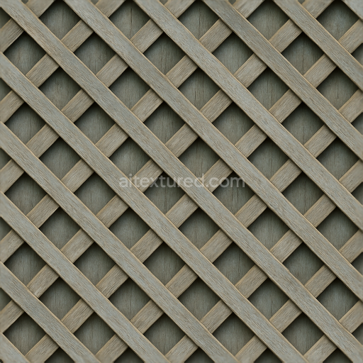 Seamless 3d texture pbr 8k lattice fence with painted wood and faded paint surface