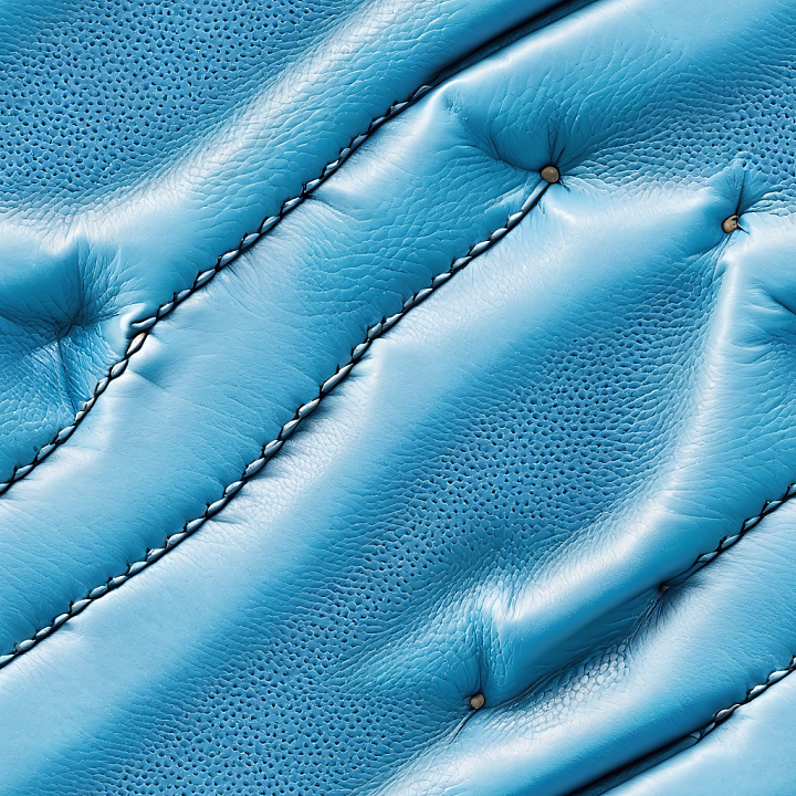 Quilted Blue Leather with Fine Grain and Button Tufting seamless PBR texture preview