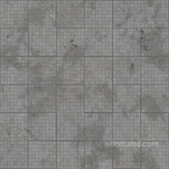 Severely Damaged gray Tile Paving | Free PBR Tile texture preview