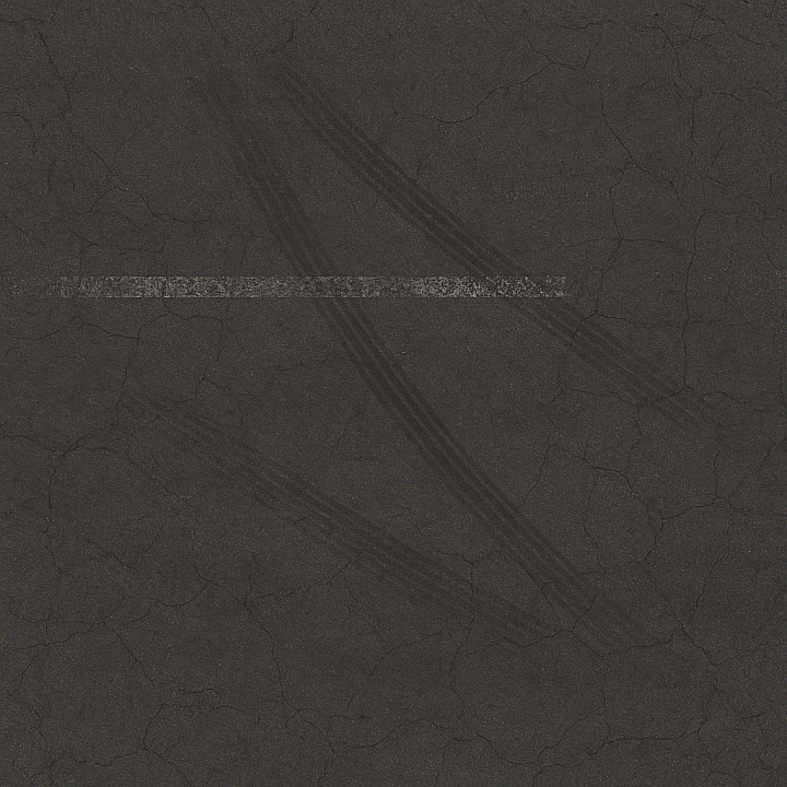 Asphalt Smooth Dark Asphalt With Tire Marks And Faded Paint seamless PBR texture preview