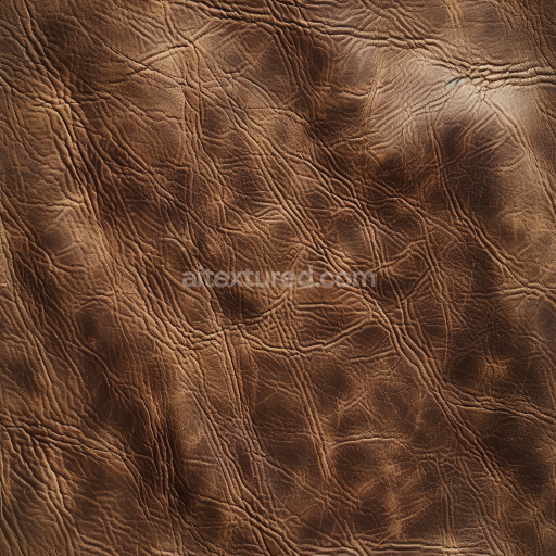 Seamless 3D Weathered Brown Distressed Leather PBR Texture with Pronounced Wrinkles and Aging