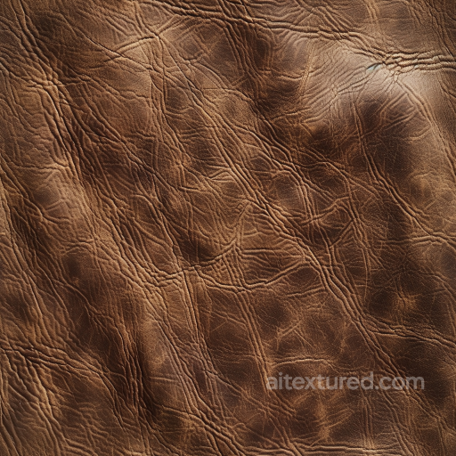Weathered Brown Distressed Leather PBR Texture with Pronounced Wrinkles and Aging seamless Leather PBR texture
