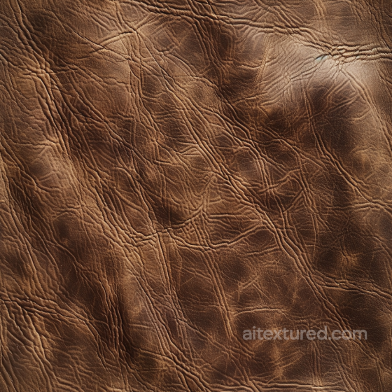 Weathered Brown Distressed Leather PBR Texture with Pronounced Wrinkles and Aging Leather texture preview