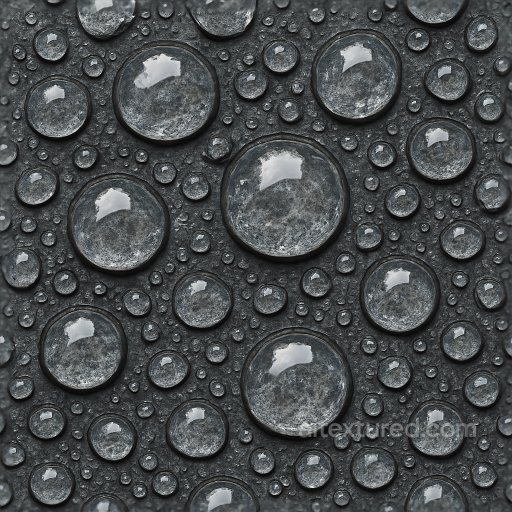 Liquid Bubble Cluster On Wet Stone Surface seamless Drops PBR texture