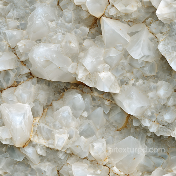 Crystalline White Quartz Stone PBR Texture with Translucent Faceted Crystals Stone texture preview