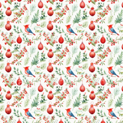 seamless Seamless 3D PBR Watercolor Christmas Fabric Texture with Ornaments and Birds texture 8k free download PBR