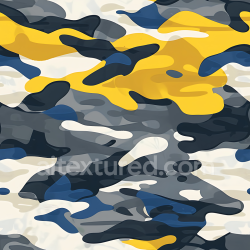 seamless Seamless 3D Urban Camouflage PBR Texture with Yellow, Blue, and Gray Blobs texture 8k free download PBR