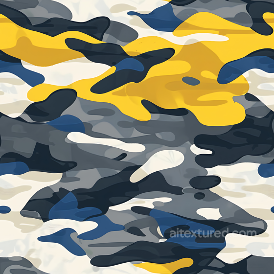 Urban Camouflage PBR Texture with Yellow, Blue, and Gray Blobs Color Camouflage texture preview