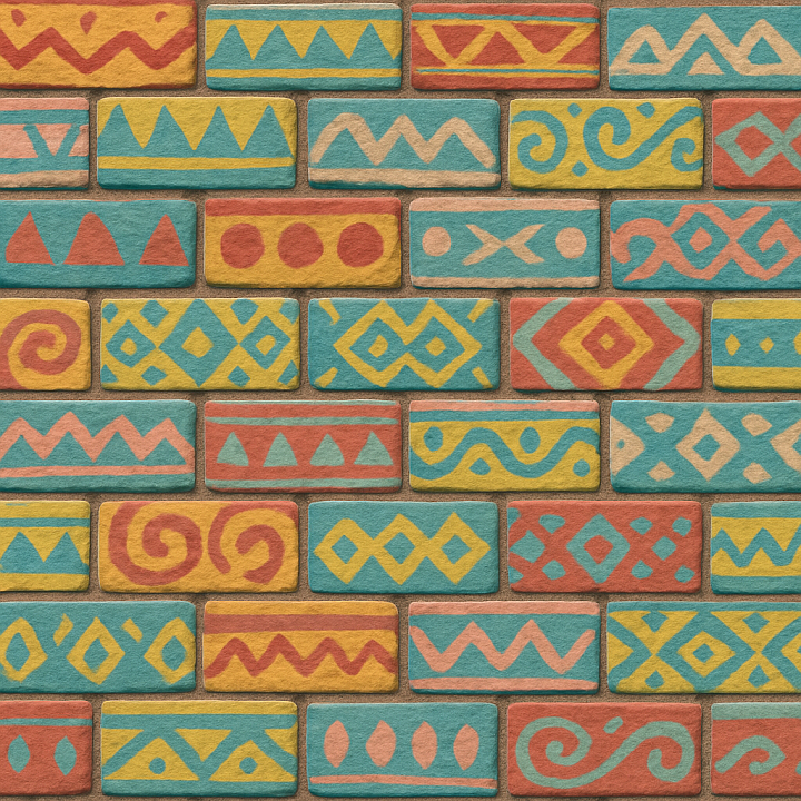 Patterned Painted Brick seamless PBR texture preview