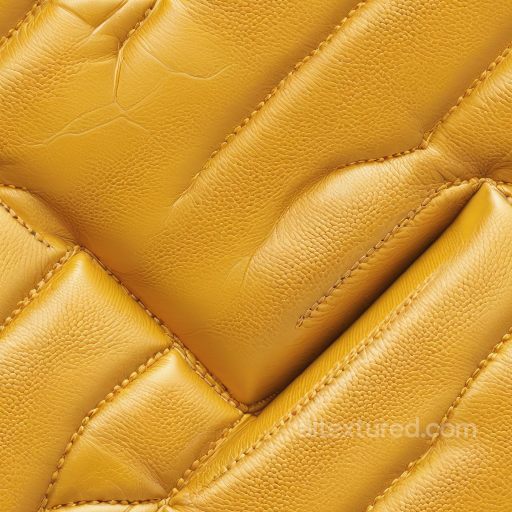 Mustard Quilted Leather Texture with Visible Stitching and Pebbled Grain seamless Leather PBR texture