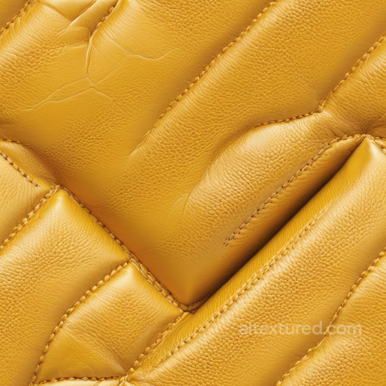 Mustard Quilted Leather Texture with Visible Stitching and Pebbled Grain Leather texture preview