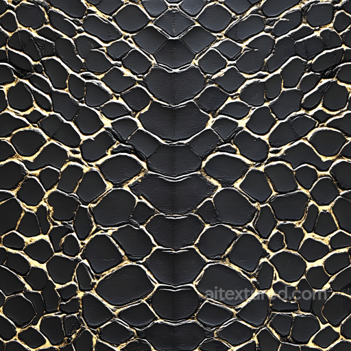 Skin Texture Featuring Cracked Black Dermal Patterns with Golden Vein Highlights seamless Skin PBR texture