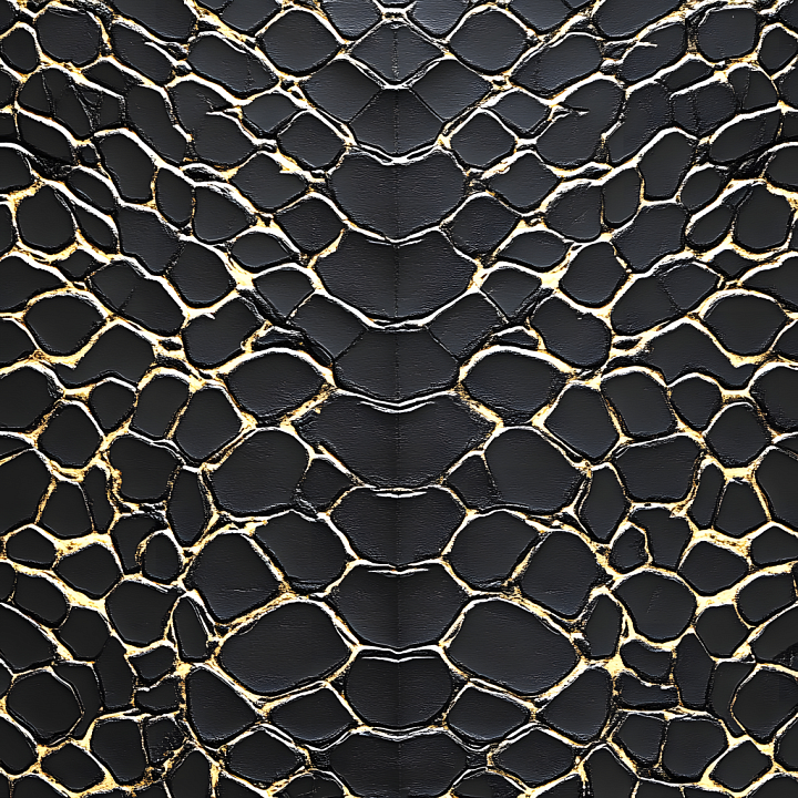 Skin Featuring Cracked Black Dermal Patterns with Golden Vein Highlights seamless PBR texture preview