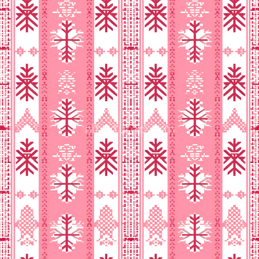 Preview — Seamless 3D PBR Fabric Texture Featuring Geometric Red and Pink Christmas Motifs