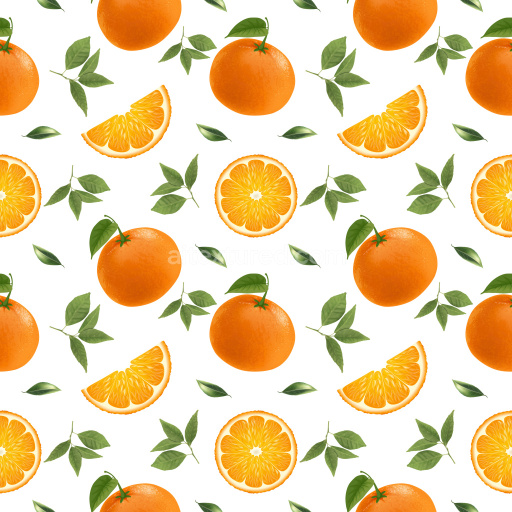 Pattern Bundle - Seamless 3D Pattern PBR Texture Featuring Realistic Orange Fruit and Leaf Motifs texture preview