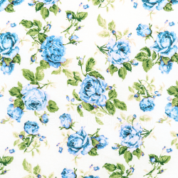 seamless Seamless 3D PBR Textile Texture with Blue Roses on White Cotton Fabric texture 8k free download PBR