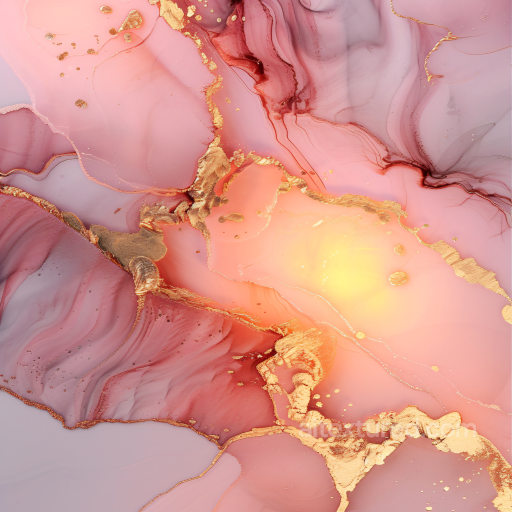 Alcohol Ink PBR Texture with Soft Pink Hues and Gold Vein Accents seamless Alcohol ink PBR texture