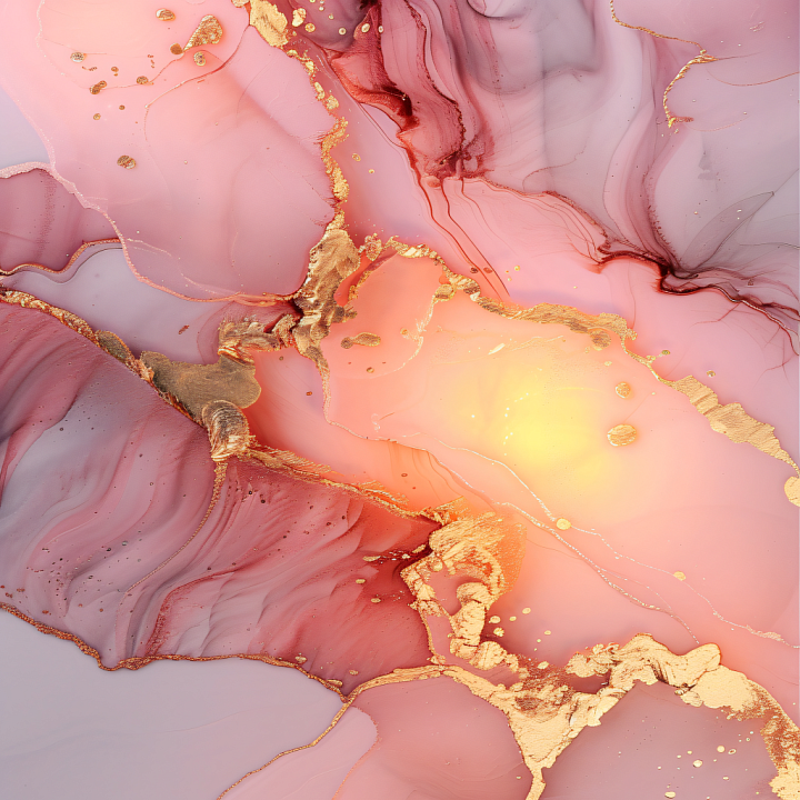Alcohol Ink Featuring Pink Hues with Gold Fluid Waves seamless PBR texture preview