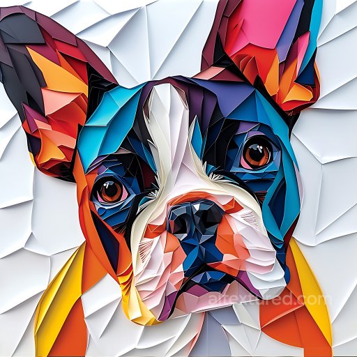 Animal - Seamless 3D PBR Texture Featuring Vibrant Geometric Boston Terrier Dog Portrait texture preview
