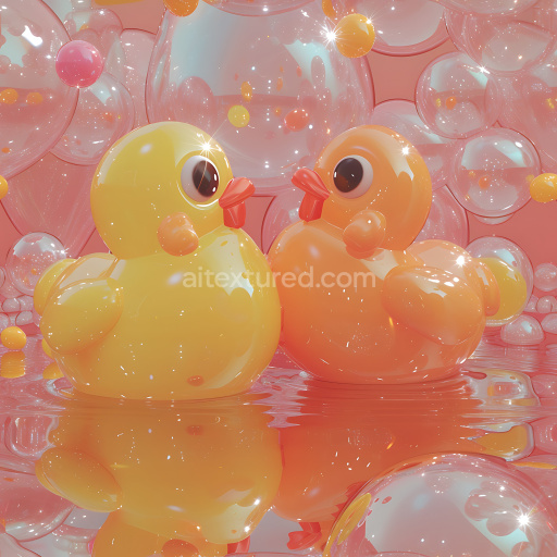 Seamless 3D Inflated Glossy Vinyl Bubbles PBR Texture in Soft Pink