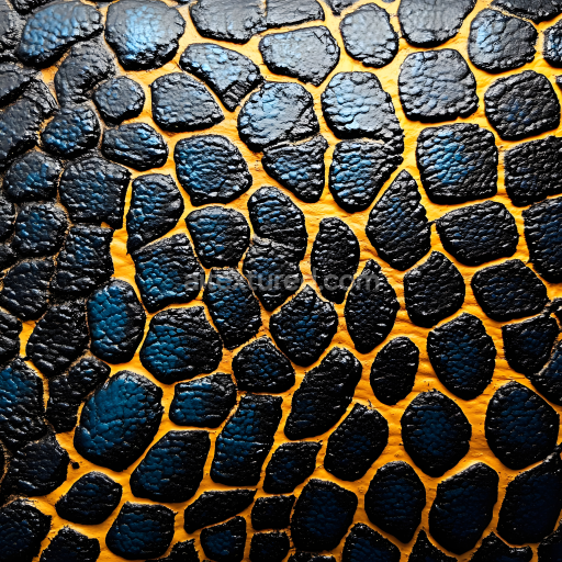 Seamless 3D PBR Texture of Stylized Reptile Skin with Distinctive Black Scales and Yellow Gaps