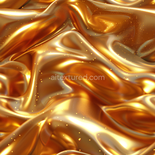 Seamless 3D PBR Texture of Glossy Gold Fabric with Smooth Draping