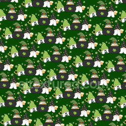 seamless Seamless 3D PBR Texture Featuring St Patrick Gnome Cartoon Pattern on Dark Green texture 8k free download PBR