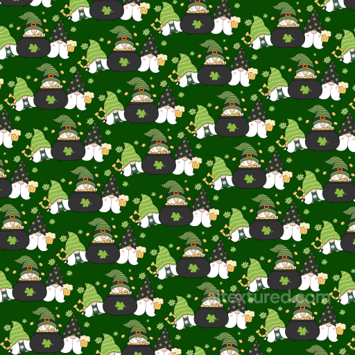 Featuring St Patrick Gnome Cartoon Pattern on Dark Green seamless St patrick digital paper bundle PBR texture