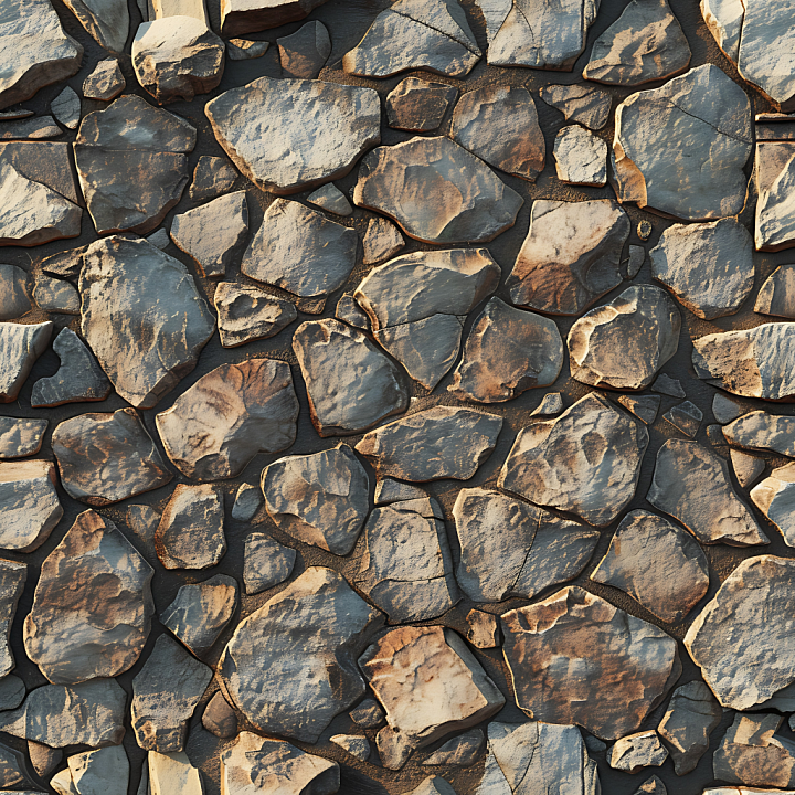 Rugged Stone Wall with Natural Color Variations seamless PBR texture preview