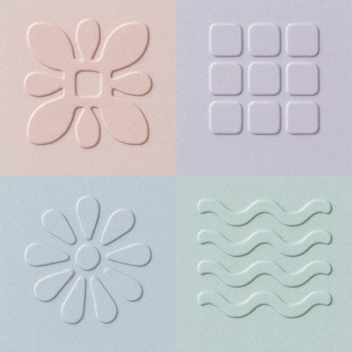 Embossed Patterns Furniture Plastic Surface With Pastel Palette seamless PBR texture preview