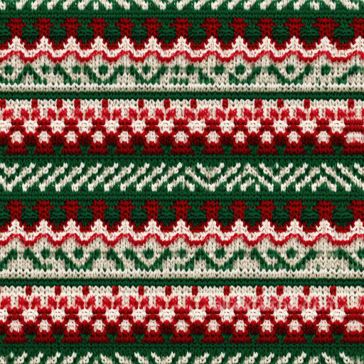 Christmas Knitted Fabric Pattern Texture in Red, Green, White seamless All Christmas Digital paper PBR texture