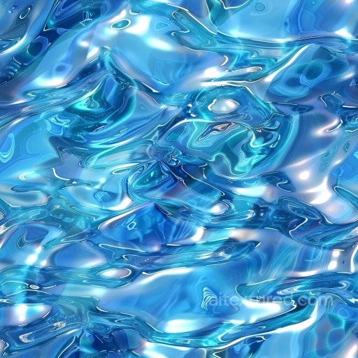 Seamless 3D PBR Texture of Glossy Fluid Blue Surface with Reflective Highlights texture preview