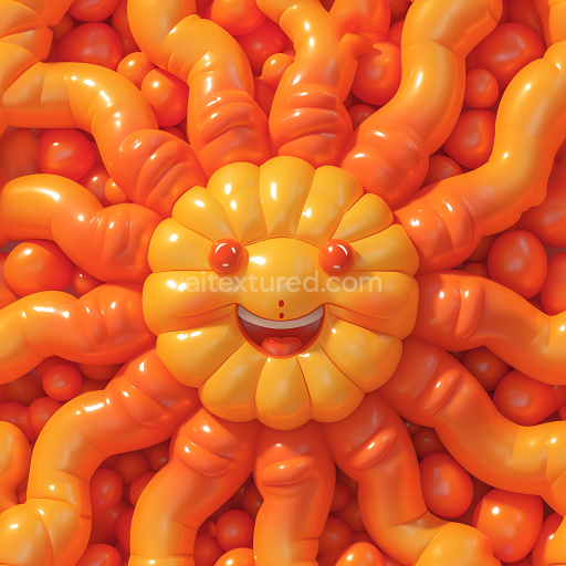 Seamless 3D Inflated Bulbous Vinyl PBR Texture in Warm Oranges