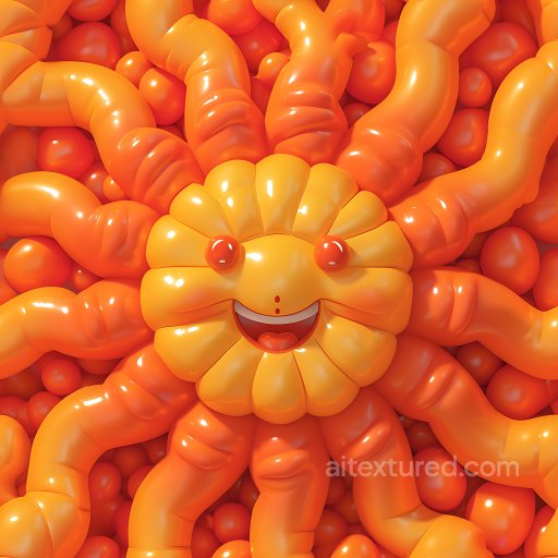 Inflated Bulbous Vinyl PBR Texture in Warm Oranges seamless Inflated PBR texture