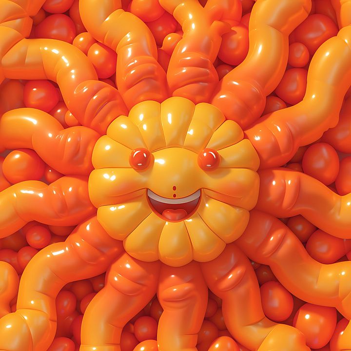 Inflated Soft Rubber Tubes in Bright Orange seamless PBR texture preview