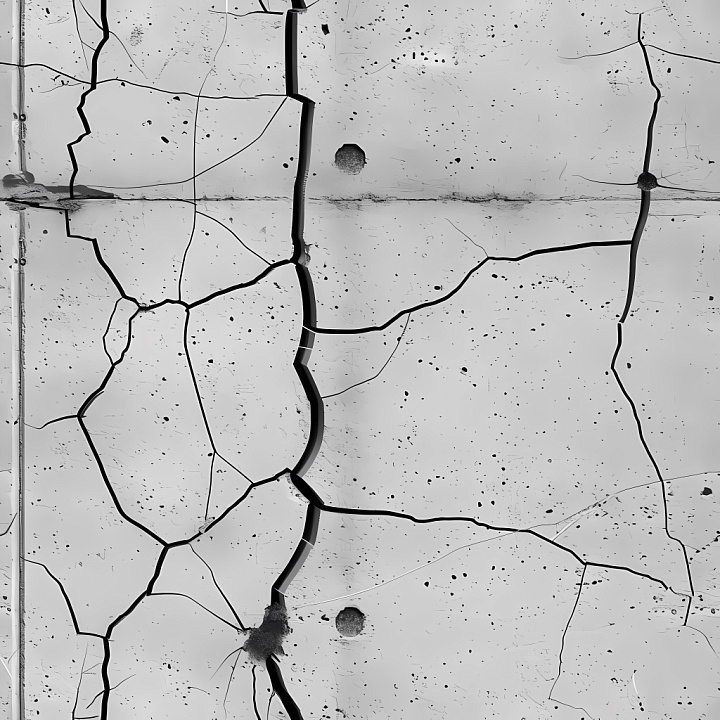 Cracked Concrete with Deep Fractures and Holes seamless PBR texture preview